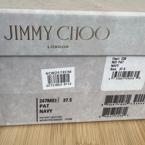 Jimmy Choo MEI Navy Patent Leather Almond Toe Pump Heels - Picture 11 of 15